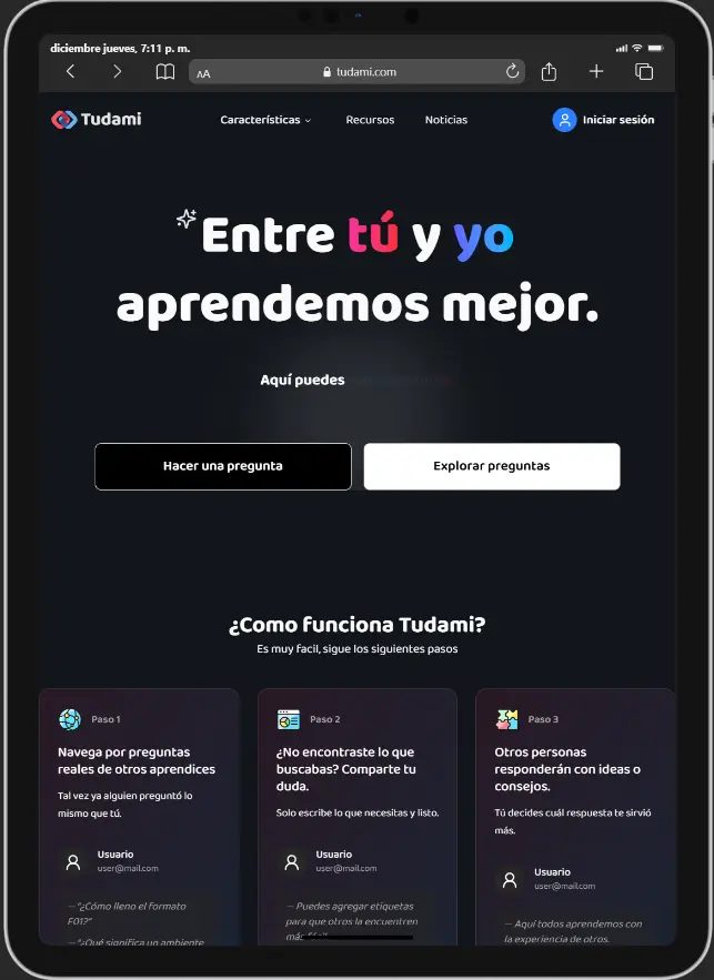 Vista tablet del proyecto